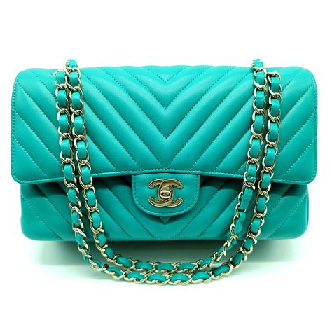 turquoise chanel flap bag